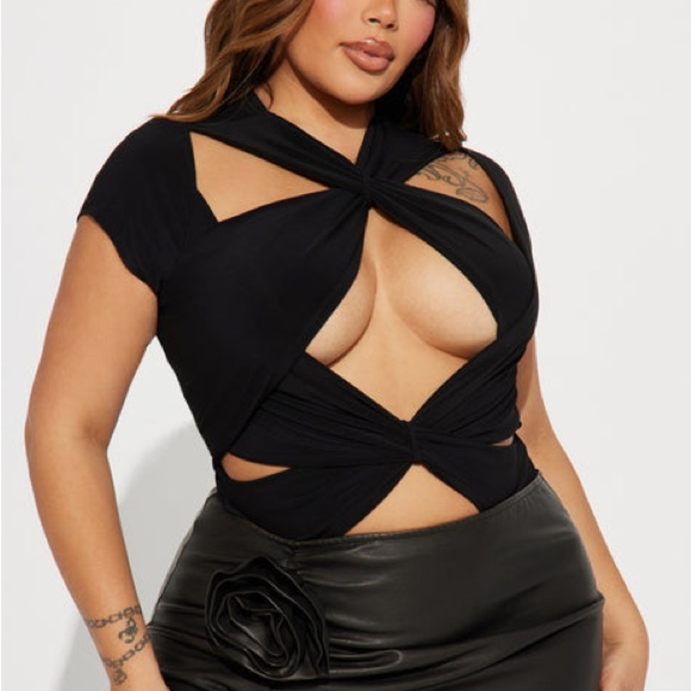 Fashion Nova Elegant Black Cut-Out Women's Bodysuit